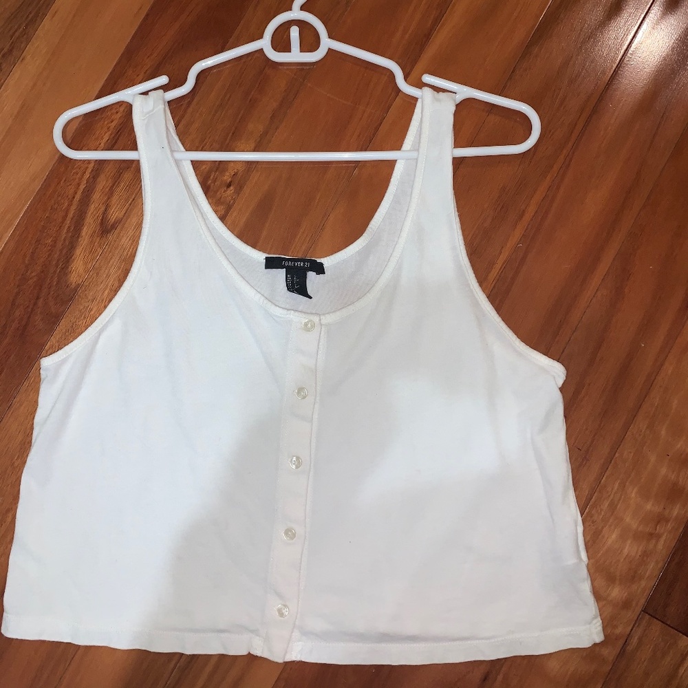 Forever 21 White button flowy tank top